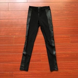 Black leather trim pant